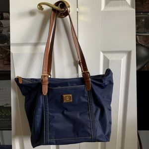 Lauren Ralph Lauren Navy Nylon and Leather Tote